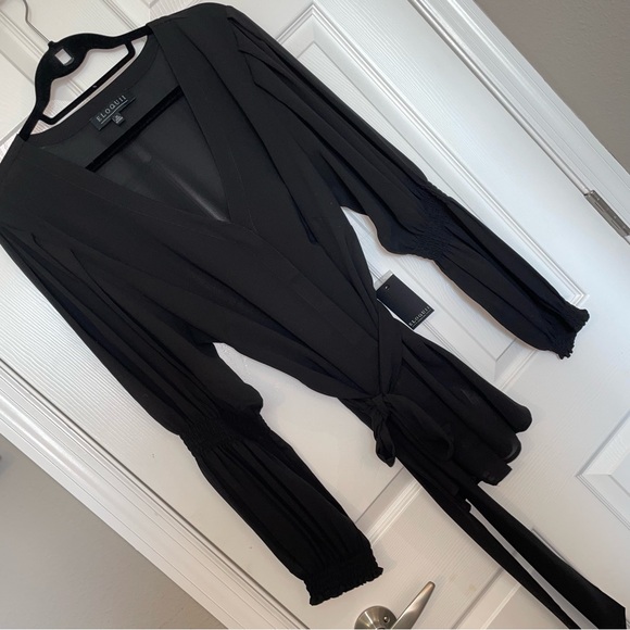 Eloquii black blouse with sash and arm detail, size 20, NWT - Picture 3 of 12